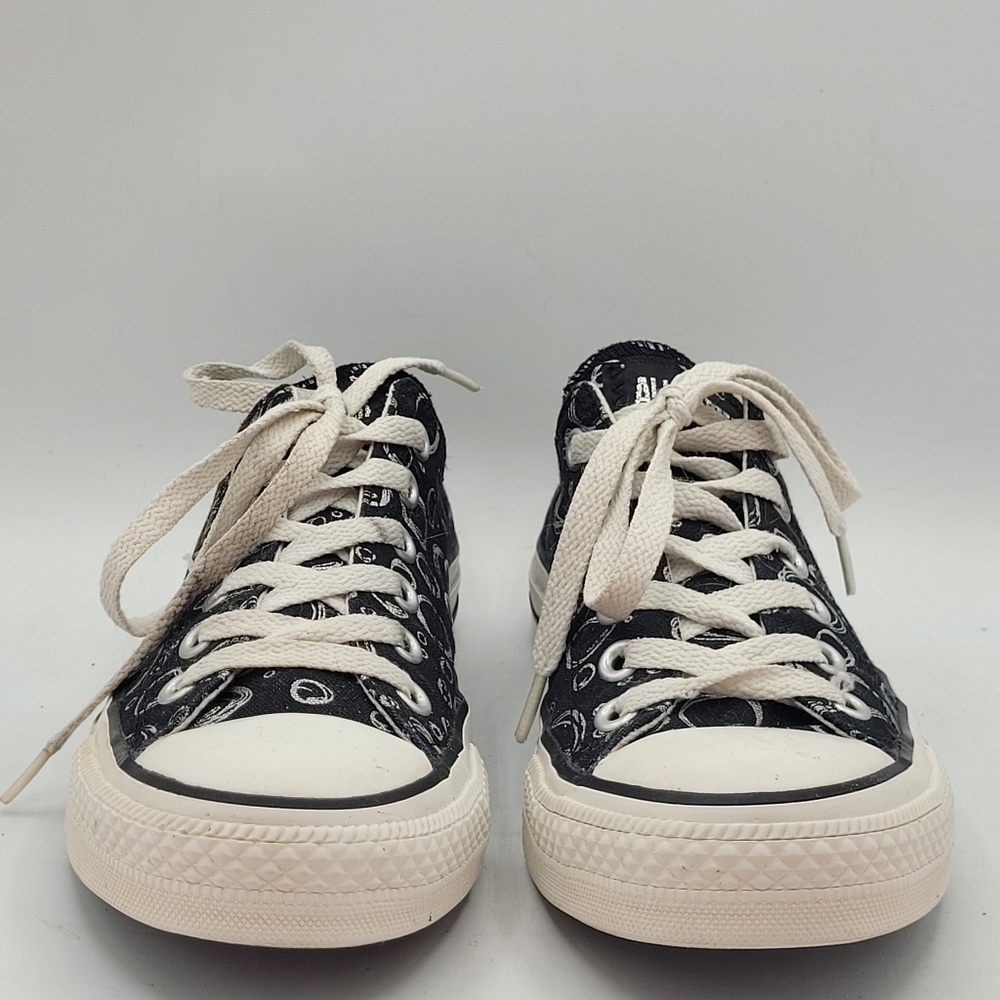 Converse Black With Silver Bubbles Skater Sneakers Size 8 - Picture 3 of 16